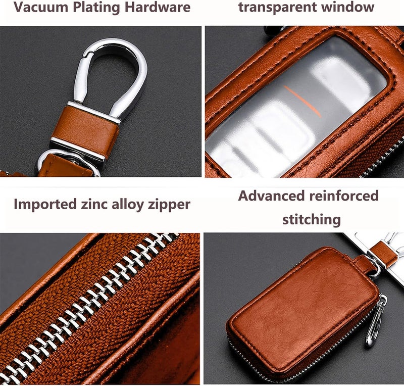 vvag Premium Car Key Fob Case Genuine Leather Car Smart Key fob Holder Car Remote Keychain Bag Universal - Image 3
